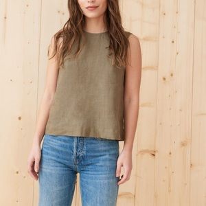 Jenni Kayne Sleeveless Linen Shell Moss Blouse